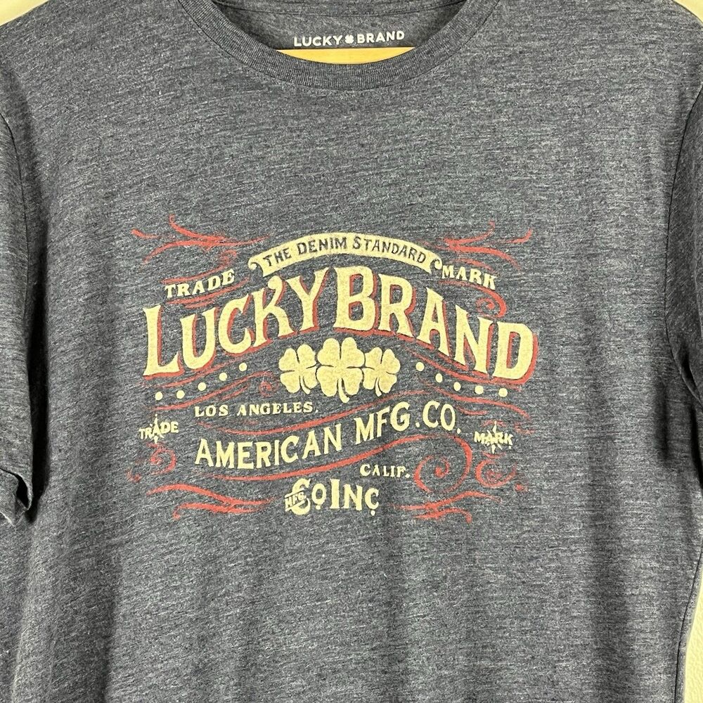 Lucky Brand Men’s M Blue Graphic T Shirt Vintage American MFG Co Crew Neck - Picture 6 of 11